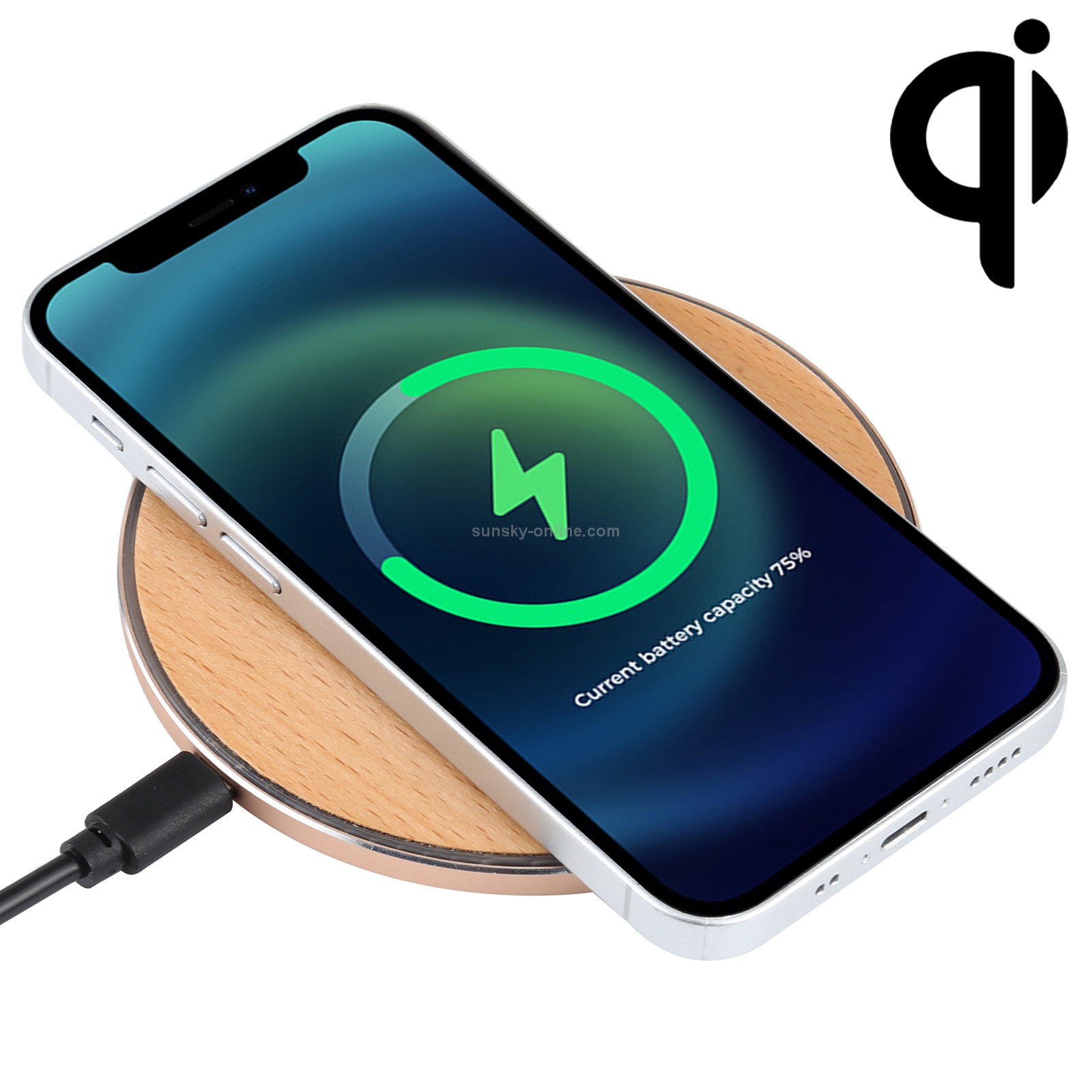 GY-68 QI Standard Wooden Round Wireless Charger (Gold) GY-68 QI Standard Wooden Round Wireless Charger (Gold)