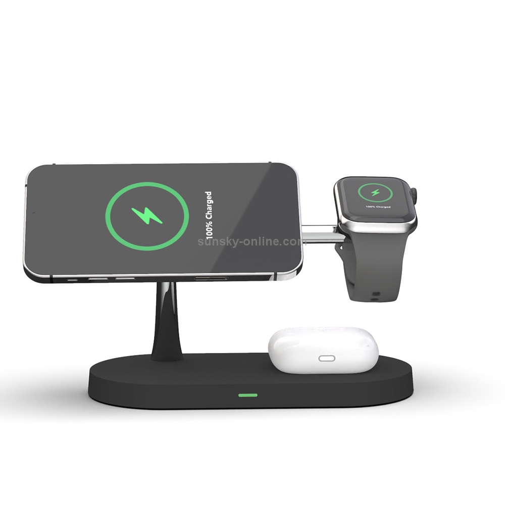 T268 5 in 1 15W Multi-function Magnetic Wireless Charger for iPhone 12 Series & Apple Watchs & AirPods 1 / 2 / Pro, with LED Light (Black) T268 5 in 1 15W Multi-function Magnetic Wireless Charger for iPhone 12 Series & Apple Watchs & AirPods 1 / 2 / Pro, with LED Light (Black)