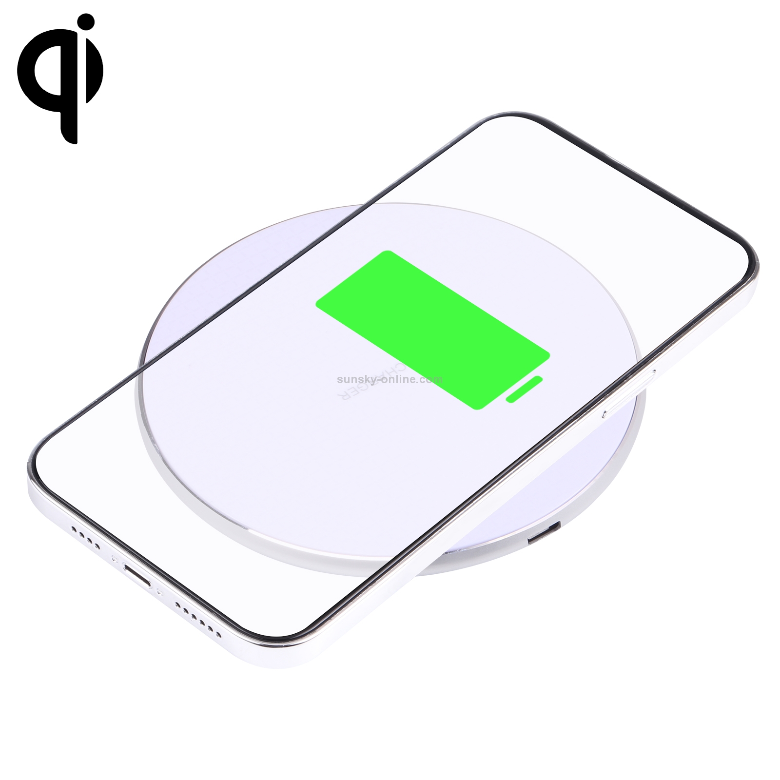 10W QI Plaid Pattern Round Metal Wireless Charger (White) 10W QI Plaid Pattern Round Metal Wireless Charger (White)