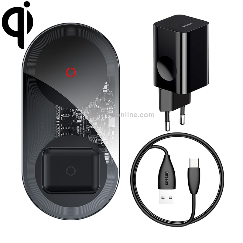 Baseus TZWXJK-B01 Simple 2 in 1 24W Turbo Edition Qi Standard Wireless Charger with 12V Charger, EU Plug Baseus TZWXJK-B01 Simple 2 in 1 24W Turbo Edition Qi Standard Wireless Charger with 12V Charger, EU Plug