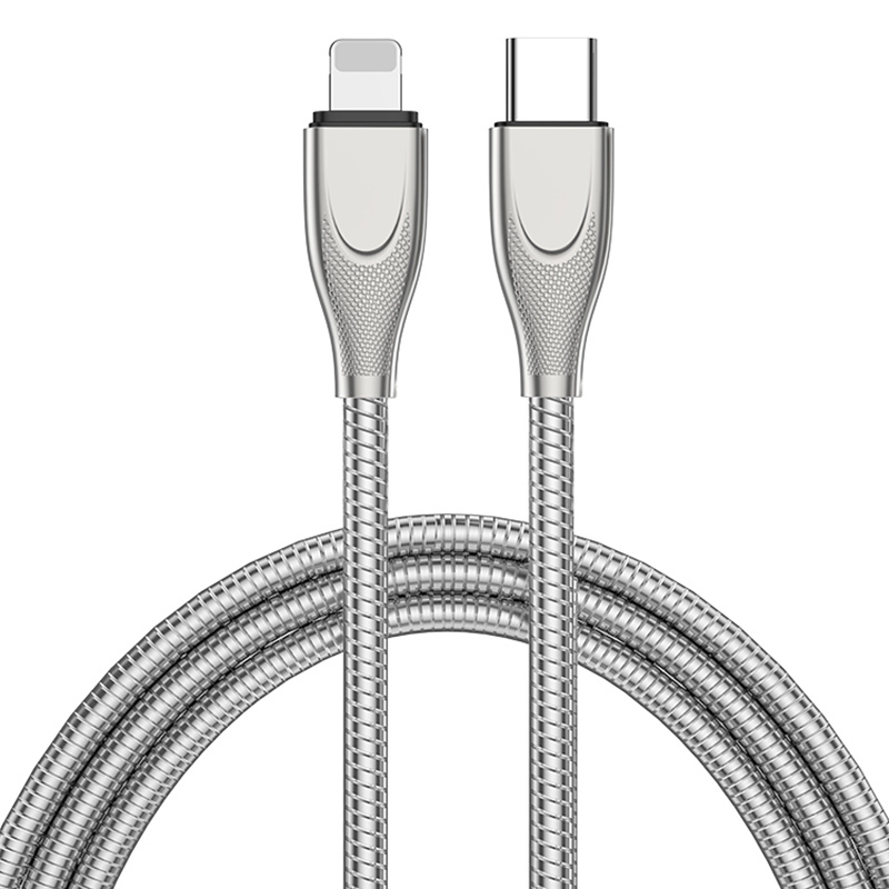 ADC-009 USB-C / Type-C to 8 Pin Zinc Alloy Hose Fast Charging Data Cable, Cable Length: 1m (Silver) ADC-009 USB-C / Type-C to 8 Pin Zinc Alloy Hose Fast Charging Data Cable, Cable Length: 1m (Silver)