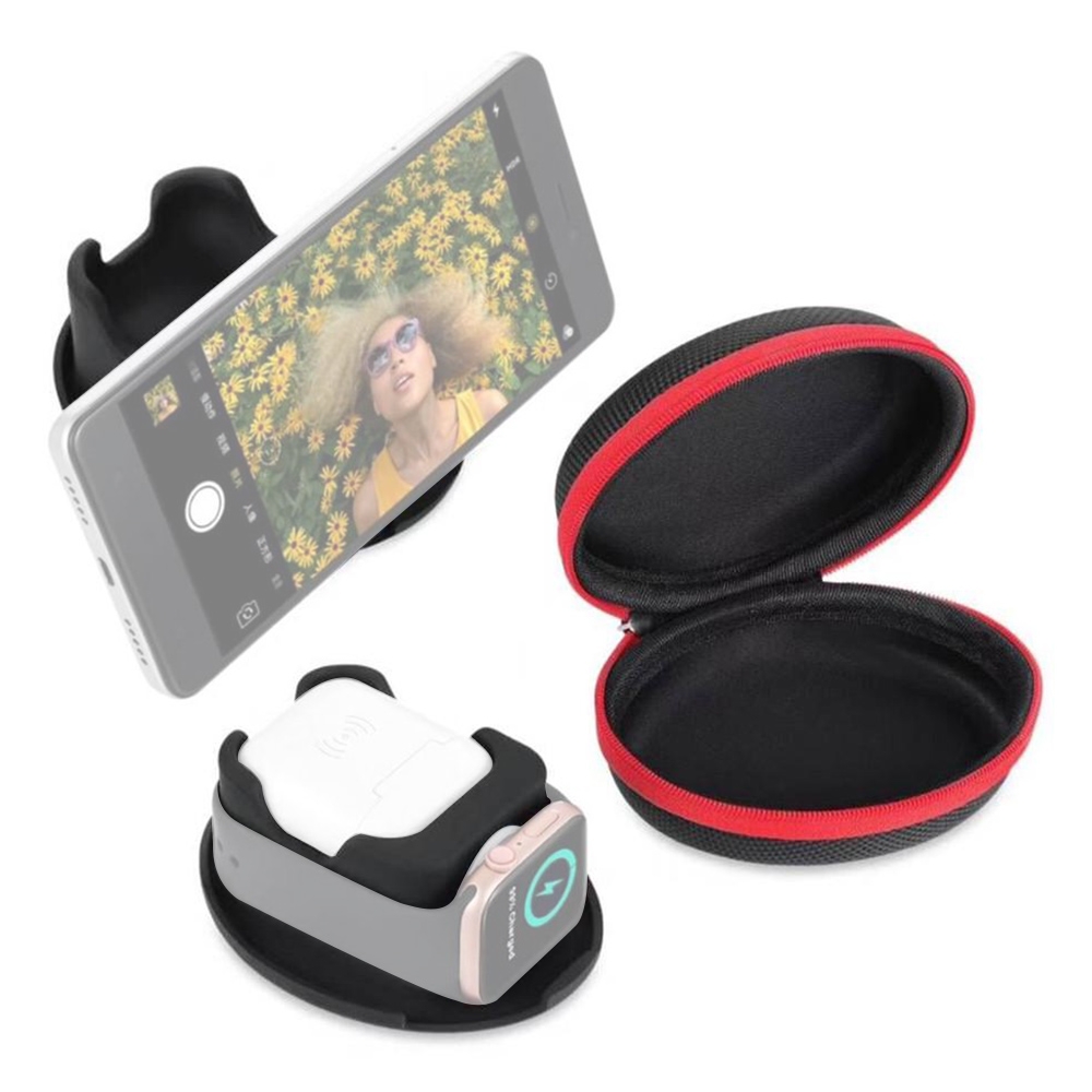 3 in 1 Charger Holder Base for Watch & AirPods with Zippered Storage Bag & Carabiner 3 in 1 Charger Holder Base for Watch & AirPods with Zippered Storage Bag & Carabiner