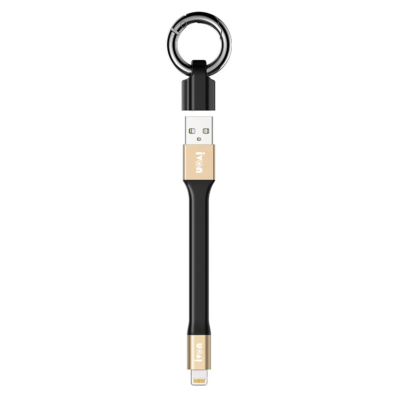IVON CA90 2.4A USB to 8 Pin Portable Data Cable with Ring, Length: 14.5cm(Champagne Gold) IVON CA90 2.4A USB to 8 Pin Portable Data Cable with Ring, Length: 14.5cm(Champagne Gold)