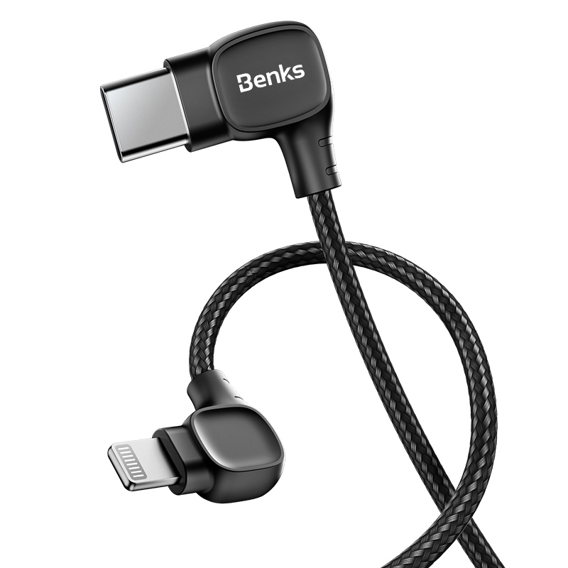 Benks M15 USB-C / Type-C to 8 Pin Double Elbow Charging Cable (Black) Benks M15 USB-C / Type-C to 8 Pin Double Elbow Charging Cable (Black)