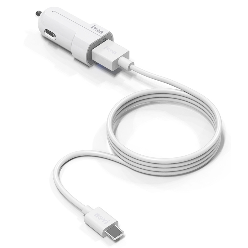 IVON CC13 QC 3.0 Fast Charging Car Charger Set with Type-C / USB-C Charging Cable (White) IVON CC13 QC 3.0 Fast Charging Car Charger Set with Type-C / USB-C Charging Cable (White)