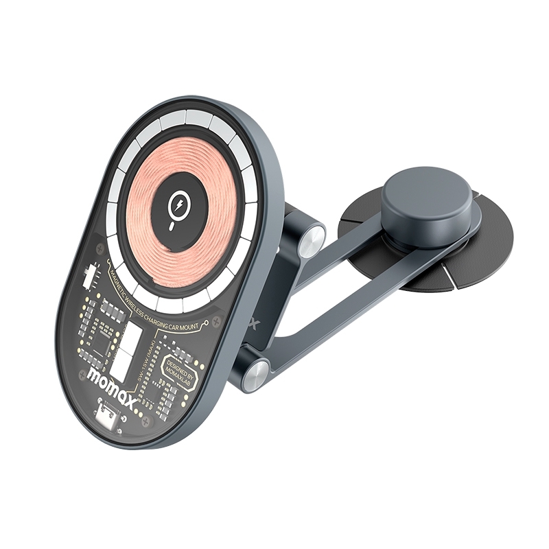 MOMAX CM20GSE Q.MAG MOUNT3X 15W Transparent Magnetic Wireless Fast Charging Car Mount