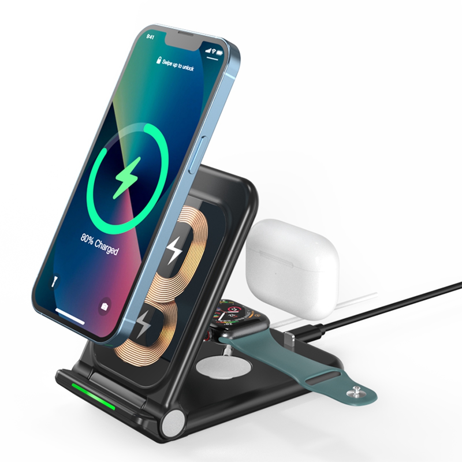 N68-1 3-in-1 Multifunctional Smartphone Earphone Wireless Charging Stand (Black) N68-1 3-in-1 Multifunctional Smartphone Earphone Wireless Charging Stand (Black)