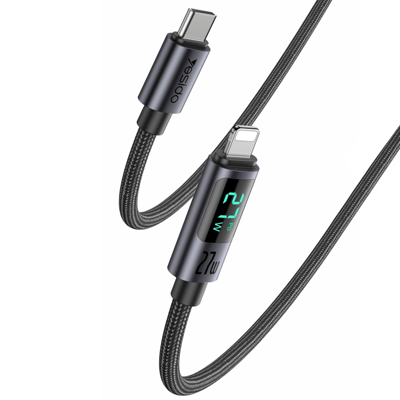 Yesido CA157 PD27W USB-C / Type-C to 8 Pin Digital Display Charging Data Cable, Cable Length: 1.2m (Black) Yesido CA157 PD27W USB-C / Type-C to 8 Pin Digital Display Charging Data Cable, Cable Length: 1.2m (Black)