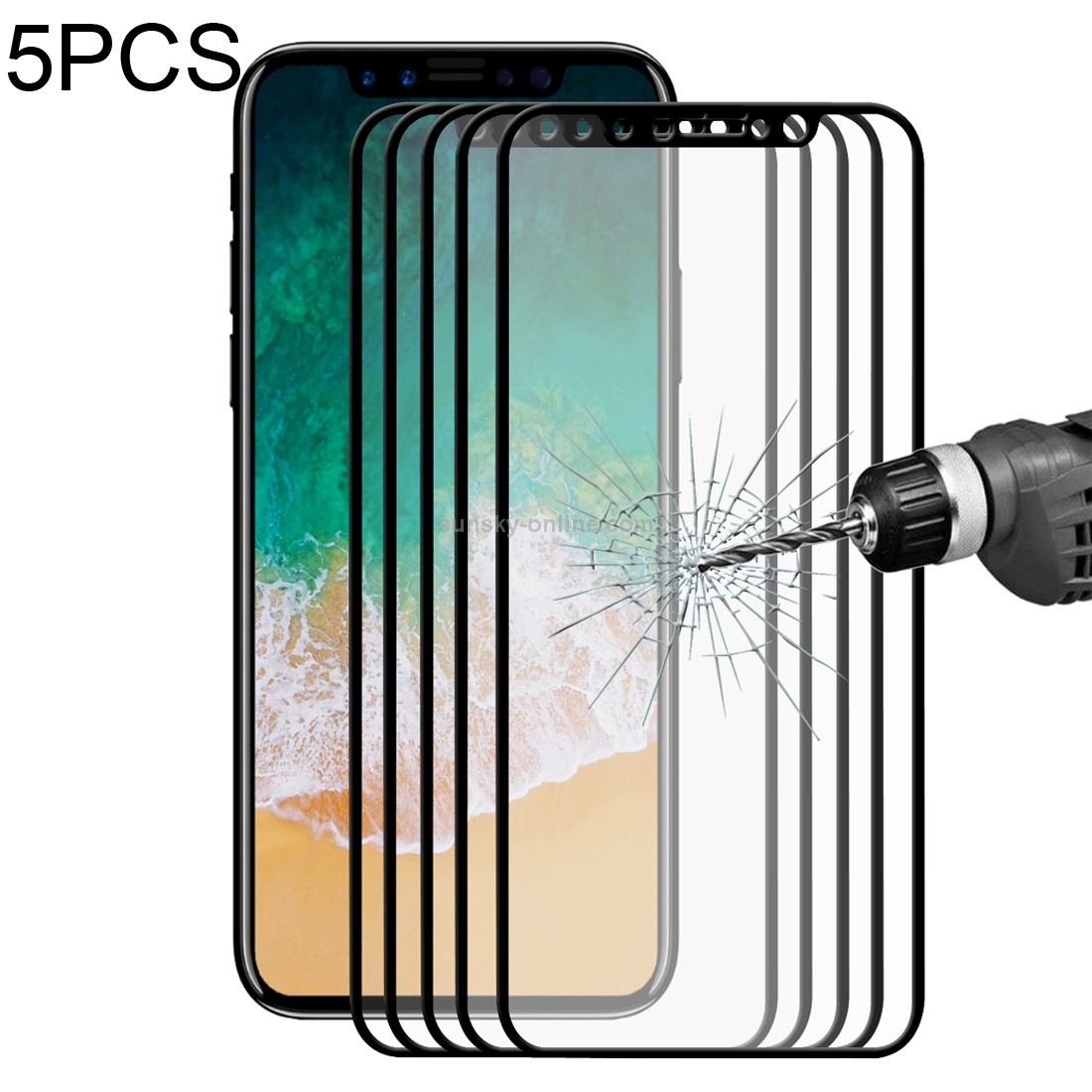 For iPhone X 5pcs ENKAY Hat-Prince 0.26mm 9H Surface Hardness 2.5D Explosion-proof Full Screen Tempered Glass Screen Film (Black) For iPhone X 5pcs ENKAY Hat-Prince 0.26mm 9H Surface Hardness 2.5D Explosion-proof Full Screen Tempered Glass Screen Film (Black)