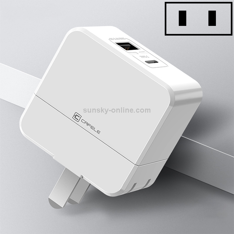 CAFELE 3.4A Max USB + USB-C/ Type-C Output Quick Charger, US Plug(White) CAFELE 3.4A Max USB + USB-C/ Type-C Output Quick Charger, US Plug(White)