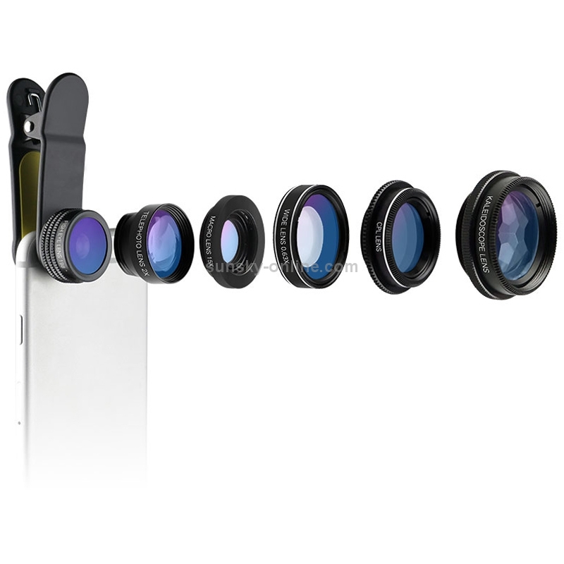 CYKE NG1 6 in 1 0.63X Wide Angle + 198 Degree Fisheye + 15X Macro + CPL + 2X Teleconverter + Six Prism Mobile Phone Lens Kit CYKE NG1 6 in 1 0.63X Wide Angle + 198 Degree Fisheye + 15X Macro + CPL + 2X Teleconverter + Six Prism Mobile Phone Lens Kit
