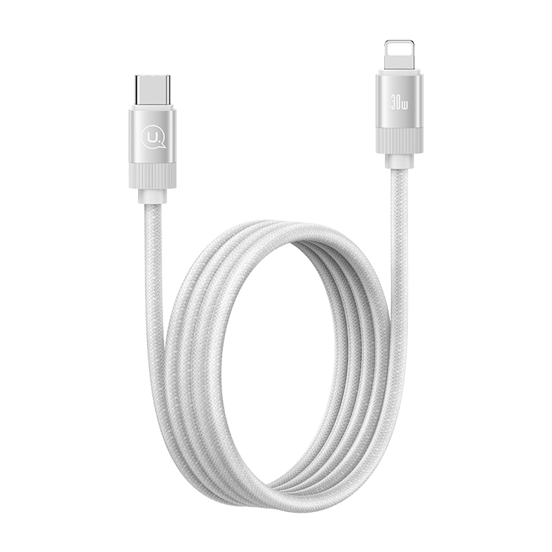 USAMS US-SJ705 Type-C to 8 Pin 30W Fast Charge Magnetic Data Cable, Length: 1m (Silver) USAMS US-SJ705 Type-C to 8 Pin 30W Fast Charge Magnetic Data Cable, Length: 1m (Silver)