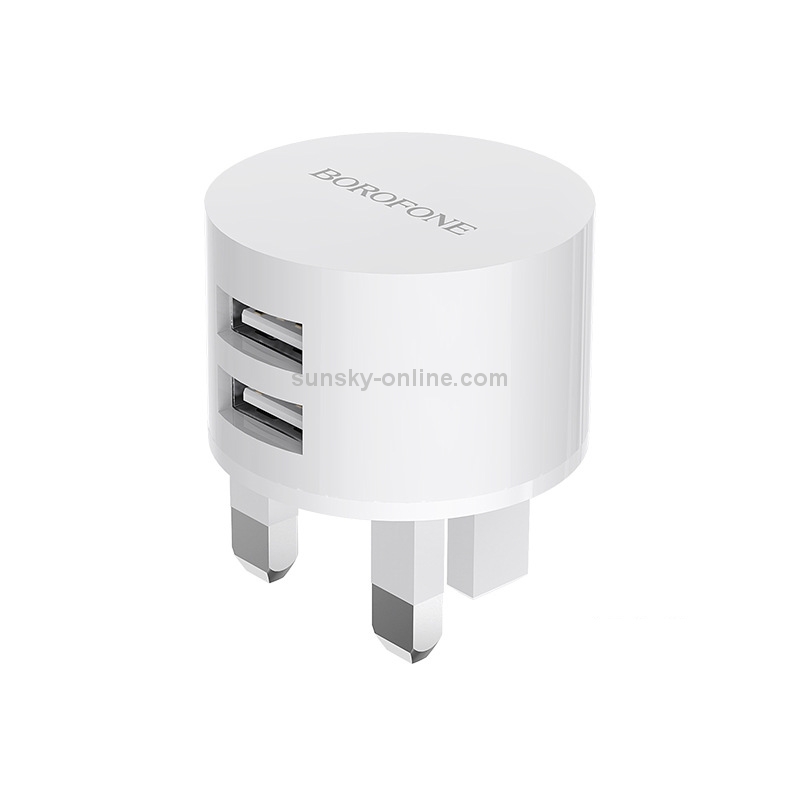 BOROFONE BA23B 2.1A Brilliant Dual Port Charger Power Adapter, UK Plug BOROFONE BA23B 2.1A Brilliant Dual Port Charger Power Adapter, UK Plug