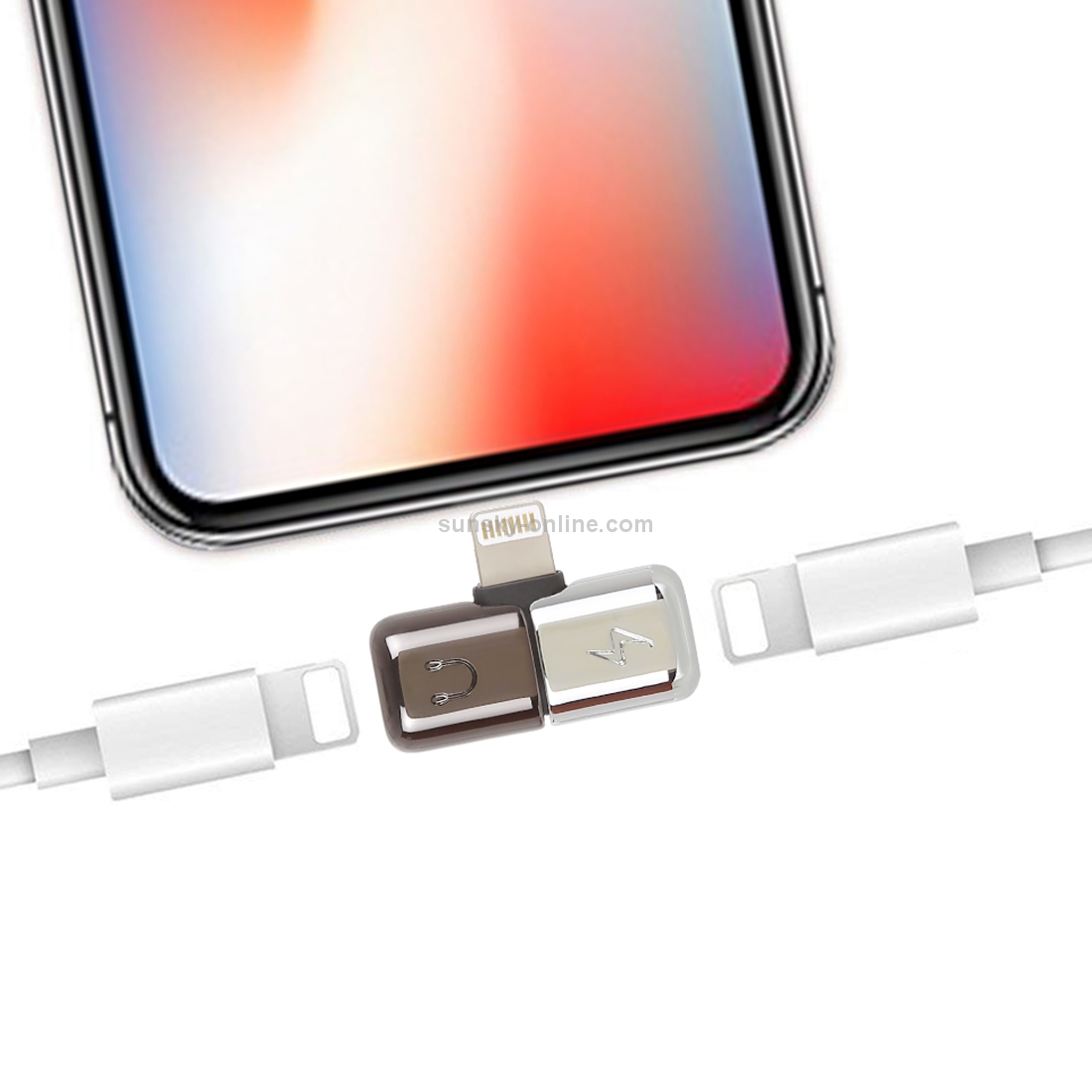 2 in 1 Dual 8 Pin Female to 8 Pin Male Mini Portable Metal Audio & Charge Adapter Audio Splitter 2 in 1 Dual 8 Pin Female to 8 Pin Male Mini Portable Metal Audio & Charge Adapter Audio Splitter