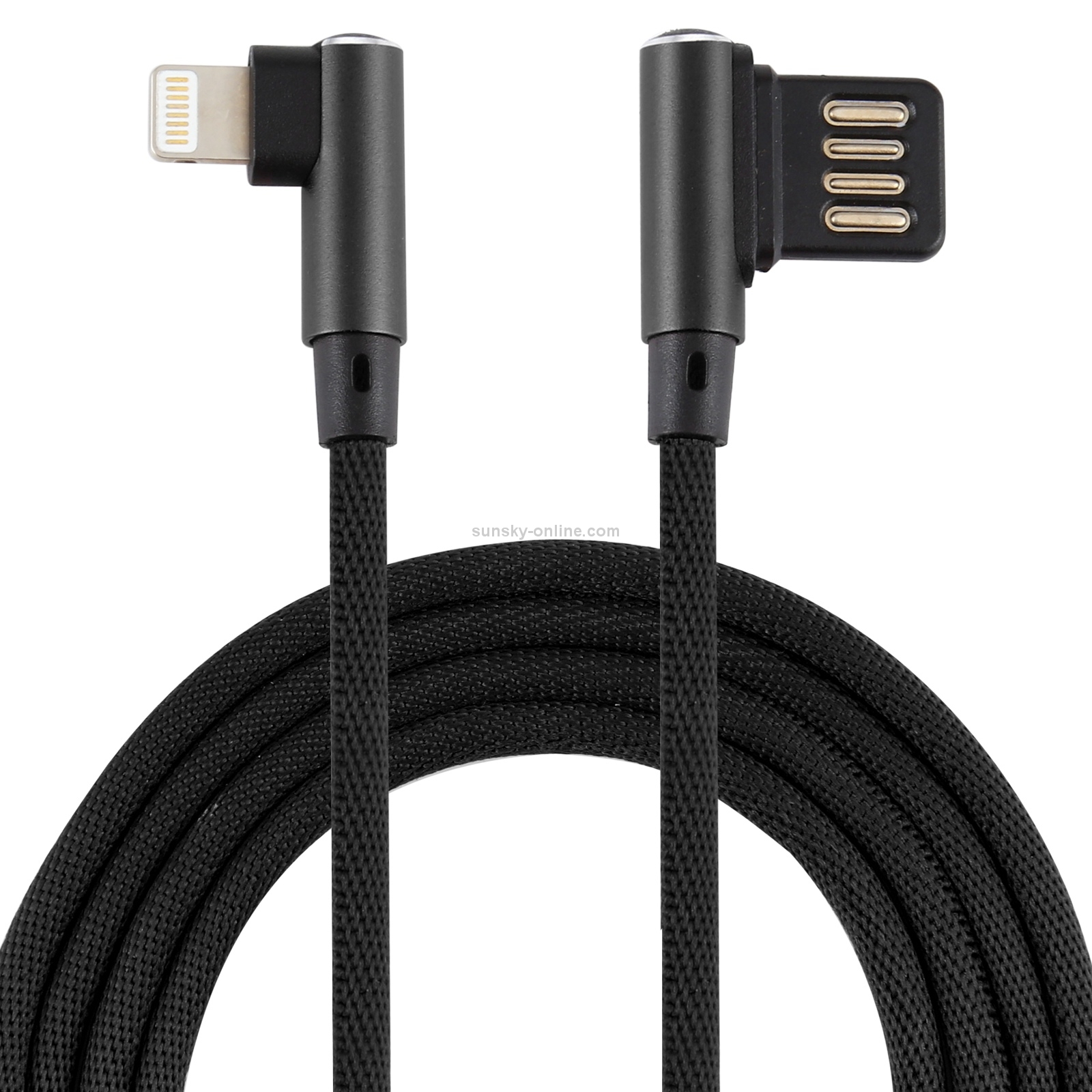 2A USB Elbow to 8 Pin Elbow Braided Data Cable, Cable Length: 3m(Black) 2A USB Elbow to 8 Pin Elbow Braided Data Cable, Cable Length: 3m(Black)