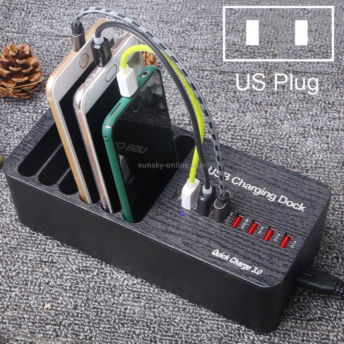 WLX-658L 40W 8 Ports USB Fast Charging Dock Smart Charger with 6 Phone Holder, US Plug (Black) WLX-658L 40W 8 Ports USB Fast Charging Dock Smart Charger with 6 Phone Holder, US Plug (Black)