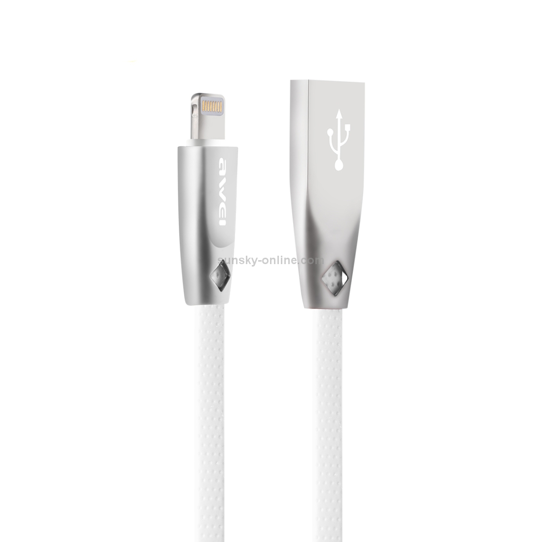 AWEI CL-95 USB to 8 Pin Portable Quick Charging TPE + Aluminum Alloy Data Cable, 2A, Length: 1m (White) AWEI CL-95 USB to 8 Pin Portable Quick Charging TPE + Aluminum Alloy Data Cable, 2A, Length: 1m (White)