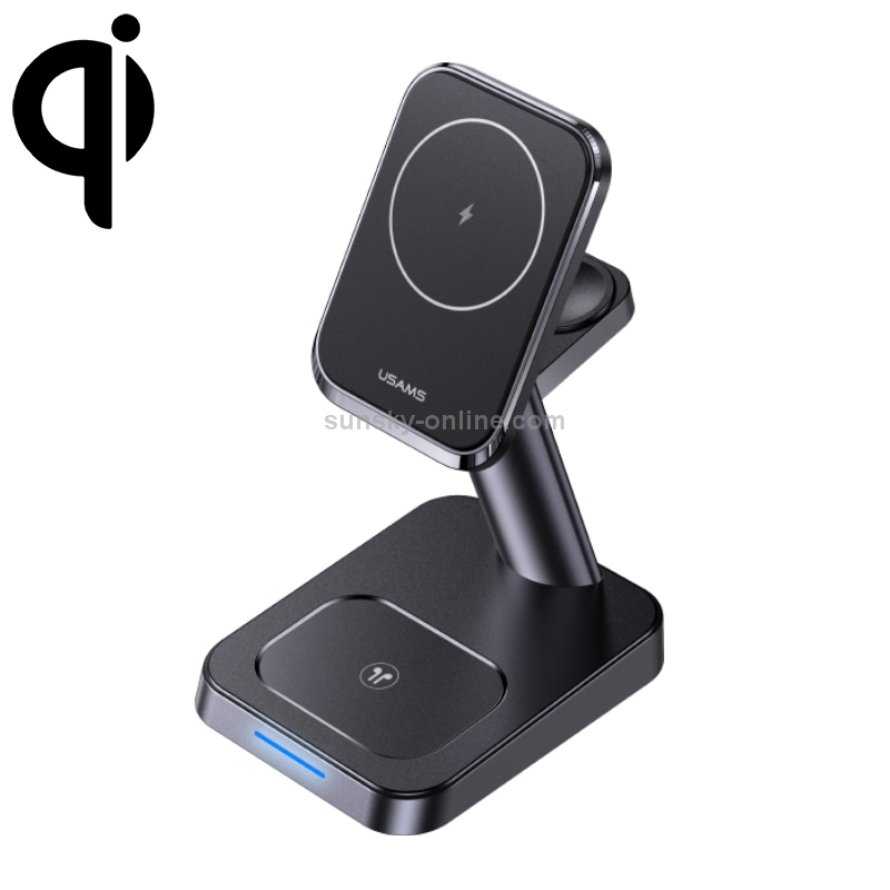 USAMS US-CC150 3 In 1 Multi-function Wireless Charger for iPhone / iWatch / AirPods (Black) USAMS US-CC150 3 In 1 Multi-function Wireless Charger for iPhone / iWatch / AirPods (Black)