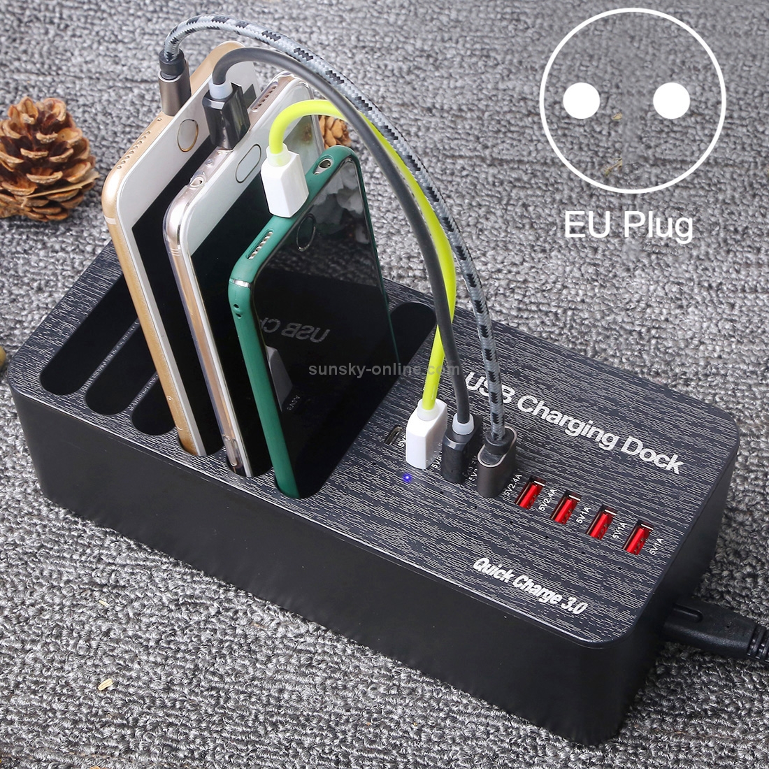WLX-658L 40W 8 Ports USB Fast Charging Dock Smart Charger with 6 Phone Holder, EU Plug (Black) WLX-658L 40W 8 Ports USB Fast Charging Dock Smart Charger with 6 Phone Holder, EU Plug (Black)