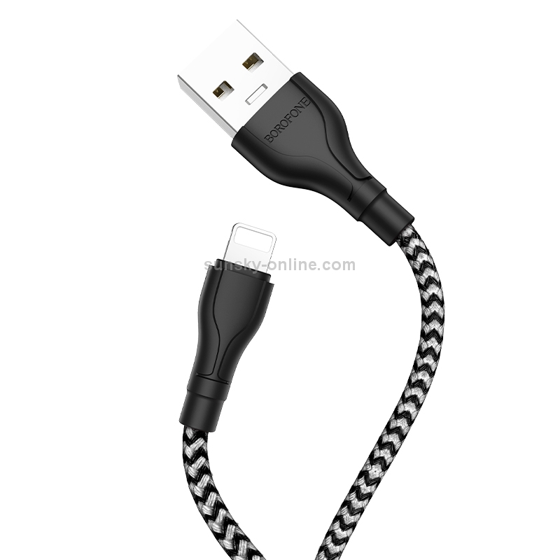 Borofone BX39 1m 2.4A Max Output USB to 8 Pin Beneficial Charging Data Cable (Black White)