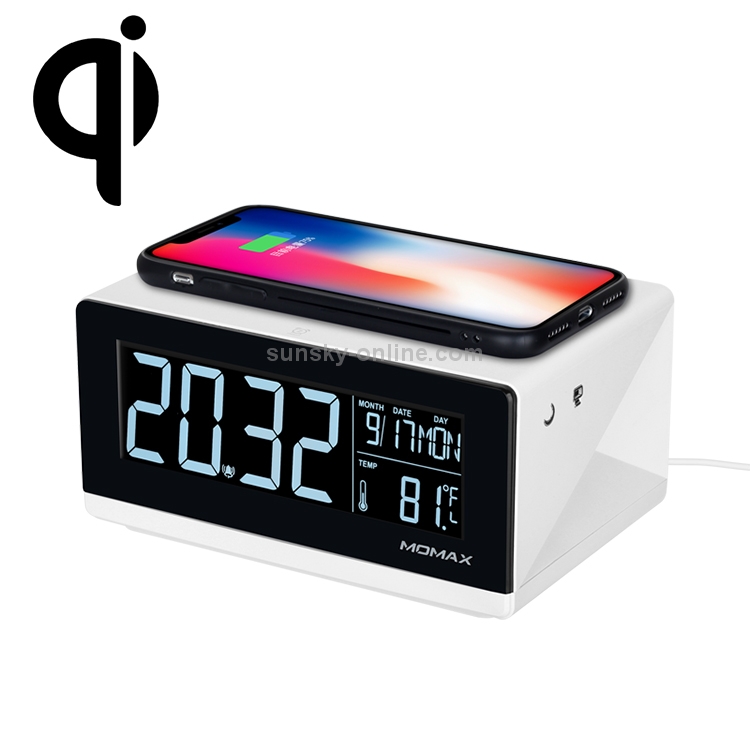 Momax 10W Qi Standard Three Modes Fast Charging Wireless Charger Multi-functional LCD Alarm Clock for iPhone / Android Momax 10W Qi Standard Three Modes Fast Charging Wireless Charger Multi-functional LCD Alarm Clock for iPhone / Android
