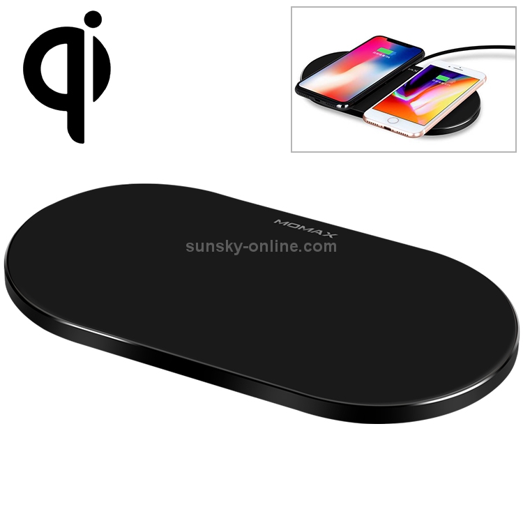 Momax 10W Qi Standard Dual Fast Charging Multipoint Wireless Charger(Black) Momax 10W Qi Standard Dual Fast Charging Multipoint Wireless Charger(Black)