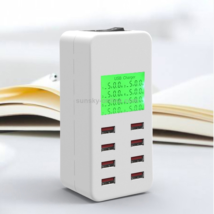 A8B 40W 8 Ports USB Smart Charging Station with Digital Display AC100-240V (White) A8B 40W 8 Ports USB Smart Charging Station with Digital Display AC100-240V (White)