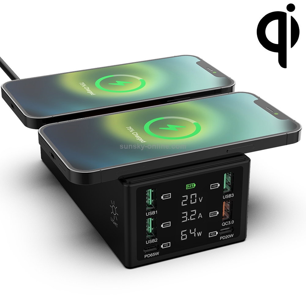 HHW-888W Multi-ports Two-seater Wireless Charger (Black) HHW-888W Multi-ports Two-seater Wireless Charger (Black)