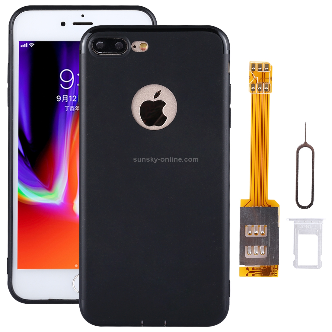 For iPhone 8 Plus Dual SIM Cards Adapter Kit with Soft Protective Case(Black) For iPhone 8 Plus Dual SIM Cards Adapter Kit with Soft Protective Case(Black)