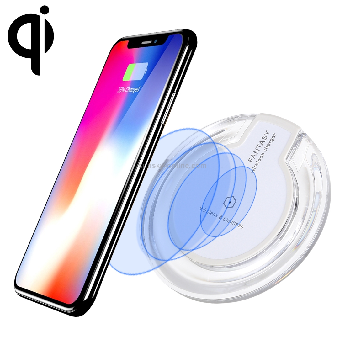 FANTASY 5V 1A Output Qi Standard Ultra-thin Wireless Charger with Charging Indicator, Support QI Standard Phones(White) FANTASY 5V 1A Output Qi Standard Ultra-thin Wireless Charger with Charging Indicator, Support QI Standard Phones(White)