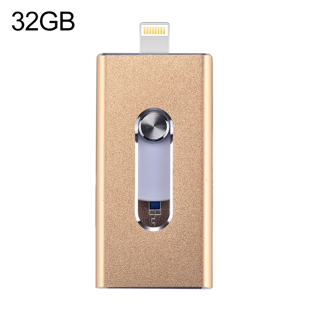 RQW-02 3 in 1 USB 2.0 & 8 Pin & Micro USB 32GB Flash Drive(Gold) RQW-02 3 in 1 USB 2.0 & 8 Pin & Micro USB 32GB Flash Drive(Gold)