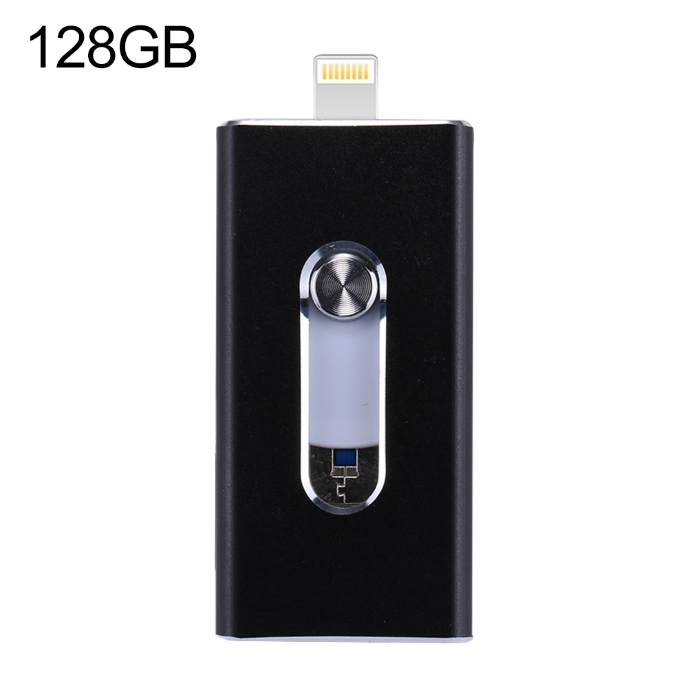 RQW-02 3 in 1 USB 2.0 & 8 Pin & Micro USB 128GB Flash Drive(Black) RQW-02 3 in 1 USB 2.0 & 8 Pin & Micro USB 128GB Flash Drive(Black)