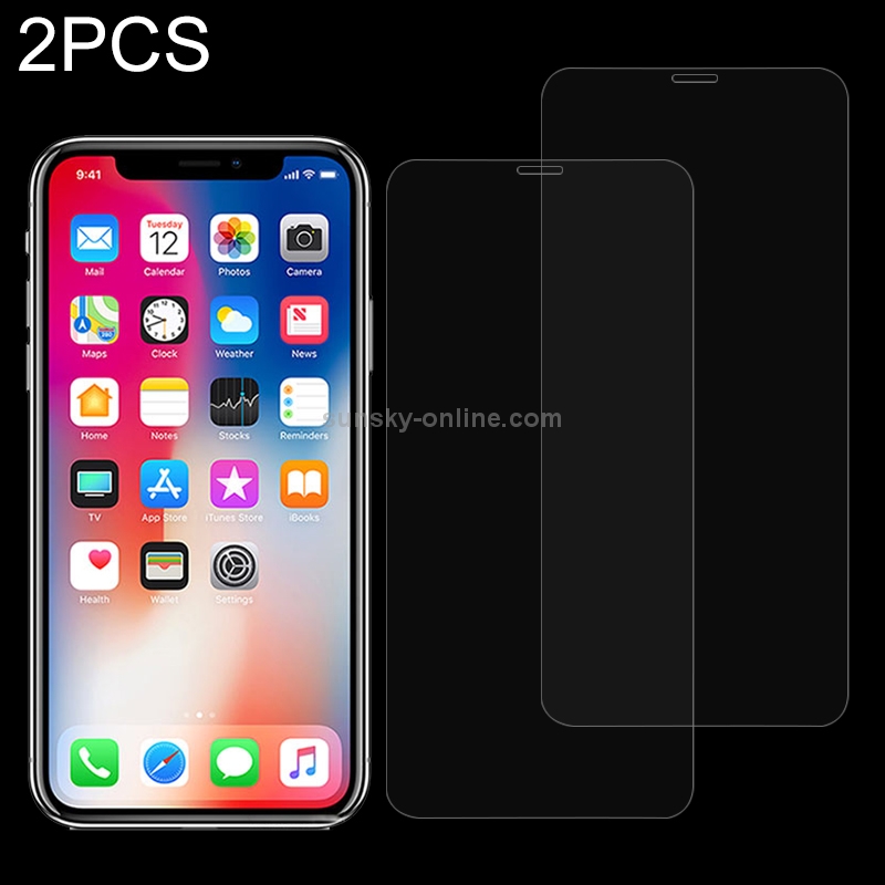 For iPhone XS / X 2pcs 9H 2.5D Tempered Glass Film