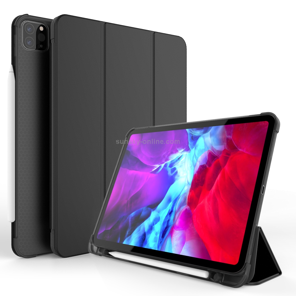 Three-folding Shockproof TPU Protective Case for iPad Pro 11 inch (2018) / (2020), with Holder & Pen Slot(Black) Three-folding Shockproof TPU Protective Case for iPad Pro 11 inch (2018) / (2020), with Holder & Pen Slot(Black)