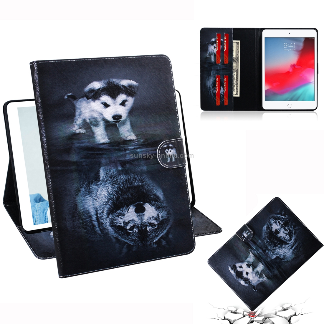Wolf and Dog Pattern Horizontal Flip Leather Case for iPad Mini (2019) / 4 / 3 / 2 / 1, with Holder & Card Slot & Wallet Wolf and Dog Pattern Horizontal Flip Leather Case for iPad Mini (2019) / 4 / 3 / 2 / 1, with Holder & Card Slot & Wallet