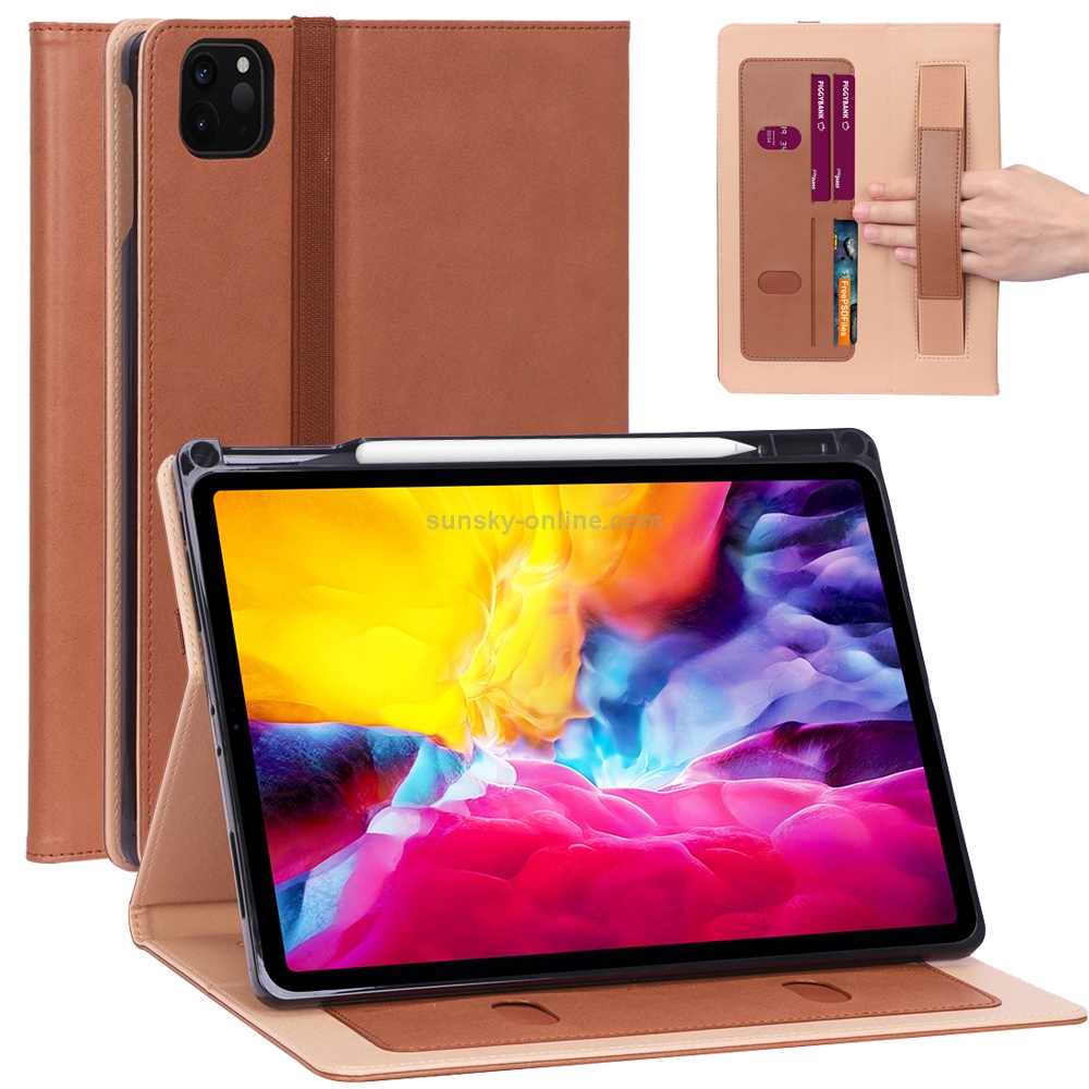 For iPad Pro 11 (2020) Retro Texture PU + TPU Horizontal Flip Leather Tablet Case with Holder & Card Slots & Hand Strap (Brown)