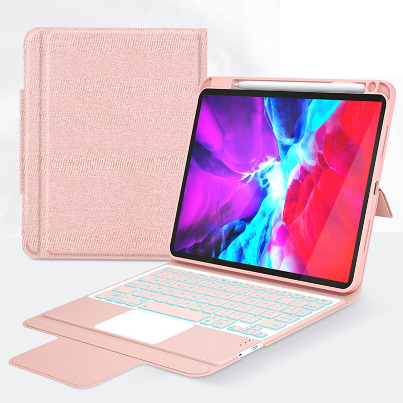 CM-11D Fabric TPU Ultra-thin Integrated Bluetooth Keyboard Leather Tablet Case with Pen Slot & Touchpad & 7-color Backlight for iPad Pro 11 inch 2020 / 2018(Rose Gold) CM-11D Fabric TPU Ultra-thin Integrated Bluetooth Keyboard Leather Tablet Case with Pen Slot & Touchpad & 7-color Backlight for iPad Pro 11 inch 2020 / 2018(Rose Gold)