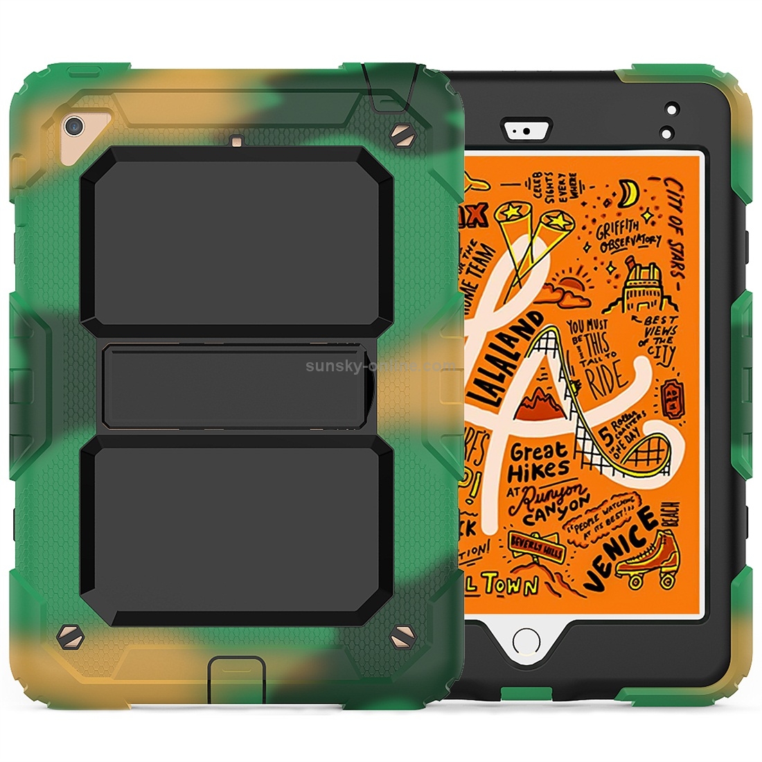 Shockproof PC + Silica Gel Protective Case for iPad Mini 2019 / Mini 4, with Holder & Shoulder Strap(Camouflage) Shockproof PC + Silica Gel Protective Case for iPad Mini 2019 / Mini 4, with Holder & Shoulder Strap(Camouflage)