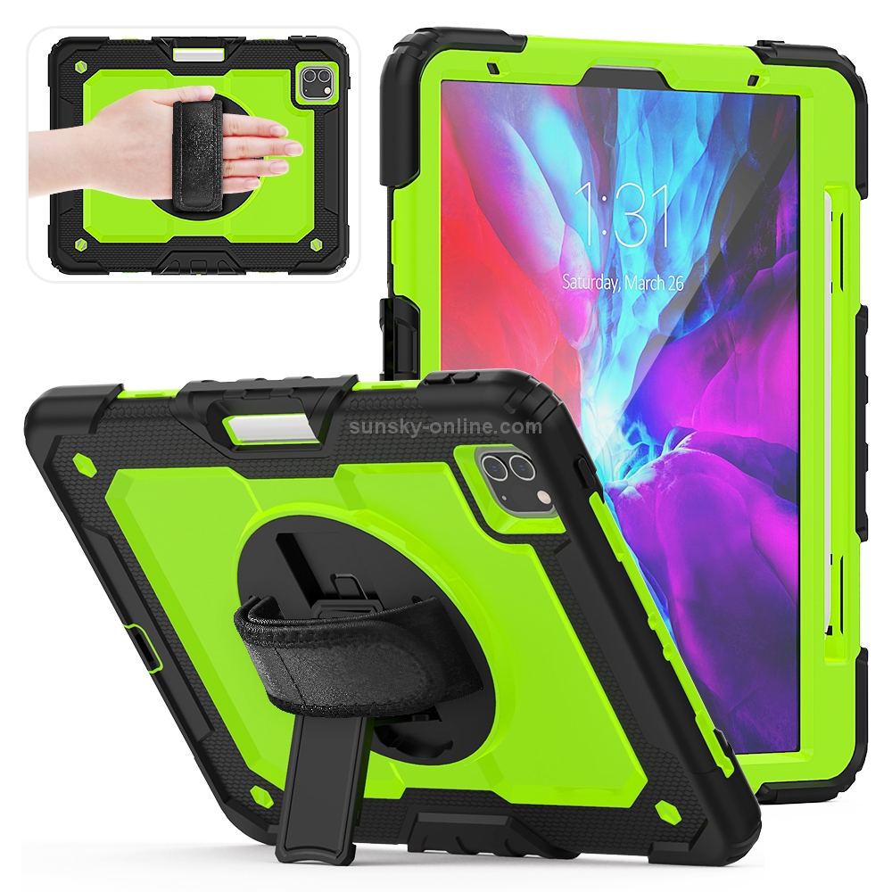 For iPad Pro 11 inch (2018) / Pro 11 inch (2020) Shockproof Black Silica Gel + Colorful PC Protective Tablet Case with Holder & Shoulder Strap & Hand Strap & Pen Slot(Green) For iPad Pro 11 inch (2018) / Pro 11 inch (2020) Shockproof Black Silica Gel + Colorful PC Protective Tablet Case with Holder & Shoulder Strap & Hand Strap & Pen Slot(Green)