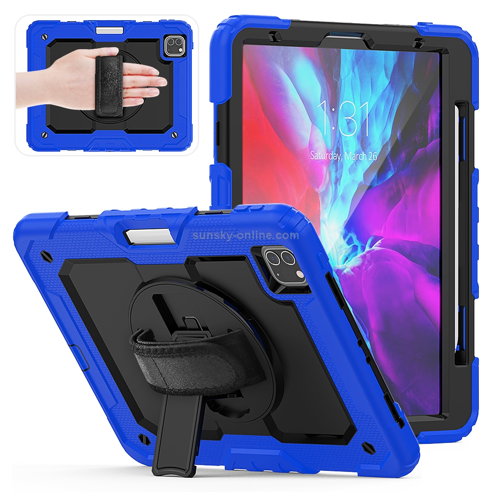 For iPad Pro 11 inch (2018) / Pro 11 inch (2020) Shockproof Colorful Silica Gel + PC Protective Tablet Case with Holder & Shoulder Strap & Hand Strap & Pen Slot(Blue) For iPad Pro 11 inch (2018) / Pro 11 inch (2020) Shockproof Colorful Silica Gel + PC Protective Tablet Case with Holder & Shoulder Strap & Hand Strap & Pen Slot(Blue)