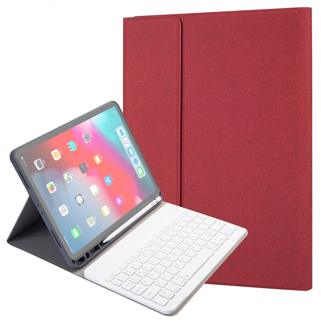 RK11 For iPad Pro 11 inch Silk Texture Detachable Plastic Bluetooth Keyboard Leather Tablet Case with Pen Slot & Stand Function(Red) RK11 For iPad Pro 11 inch Silk Texture Detachable Plastic Bluetooth Keyboard Leather Tablet Case with Pen Slot & Stand Function(Red)