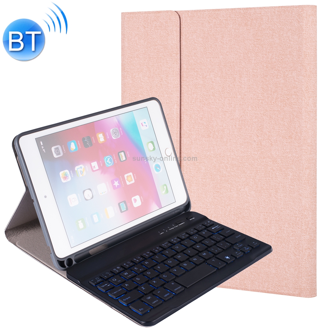 RK405D For iPad mini 5 / 4 Backlight Version Silk Texture Detachable Plastic Bluetooth Keyboard Leather Tablet Case with Stand & Pen Slot Function(Rose Gold) RK405D For iPad mini 5 / 4 Backlight Version Silk Texture Detachable Plastic Bluetooth Keyboard Leather Tablet Case with Stand & Pen Slot Function(Rose Gold)