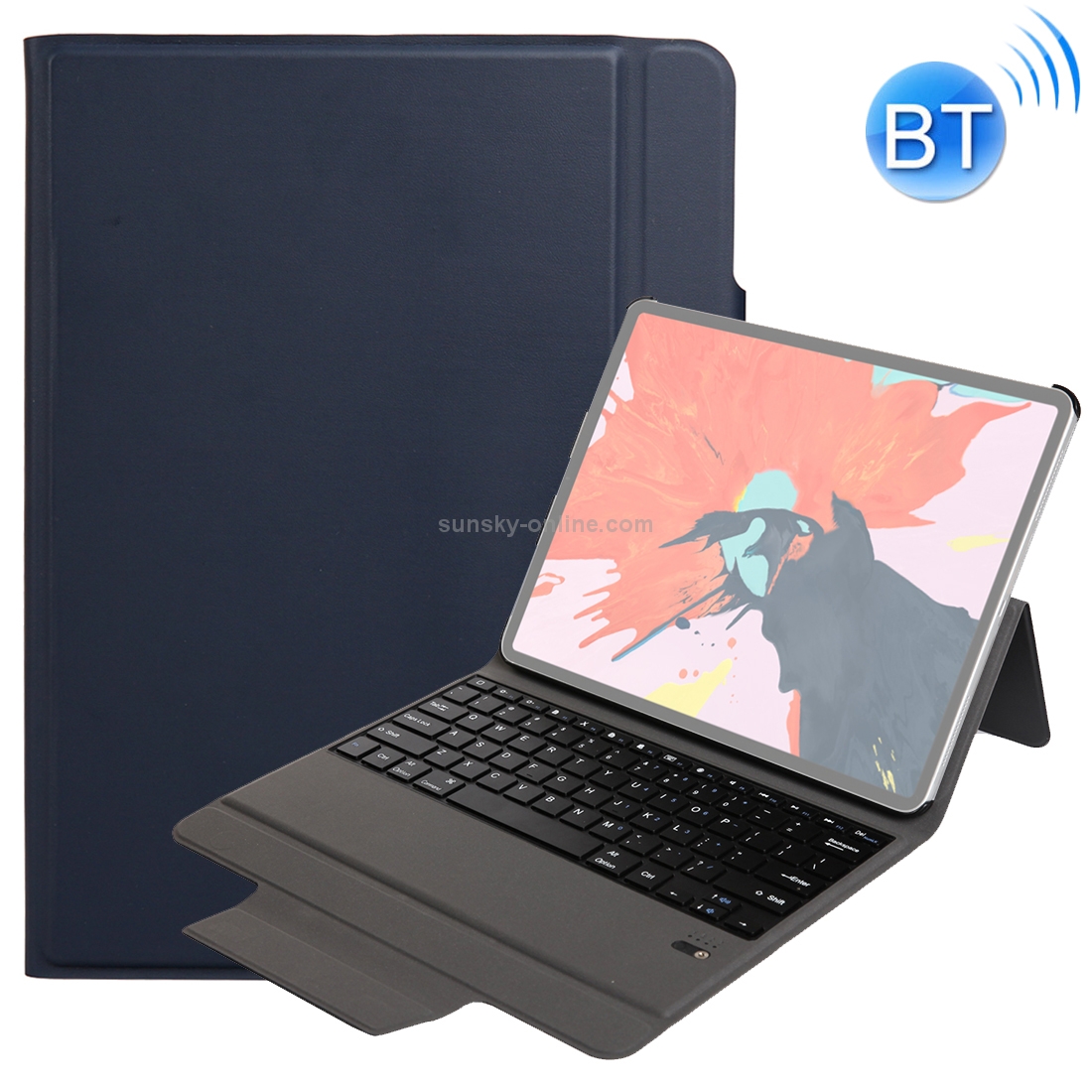 T130 For iPad Pro 12.9 inch (2018) Ultra-thin One-piece Plastic Bluetooth Keyboard Leather Tablet Case with Stand Function (Blue) T130 For iPad Pro 12.9 inch (2018) Ultra-thin One-piece Plastic Bluetooth Keyboard Leather Tablet Case with Stand Function (Blue)