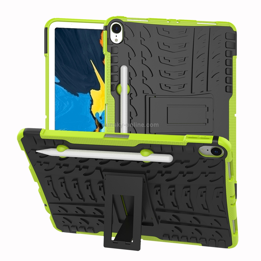 Tire Texture TPU+PC Shockproof Case for iPad Pro 11 inch (2018), with Holder & Pen Slot (Green) Tire Texture TPU+PC Shockproof Case for iPad Pro 11 inch (2018), with Holder & Pen Slot (Green)