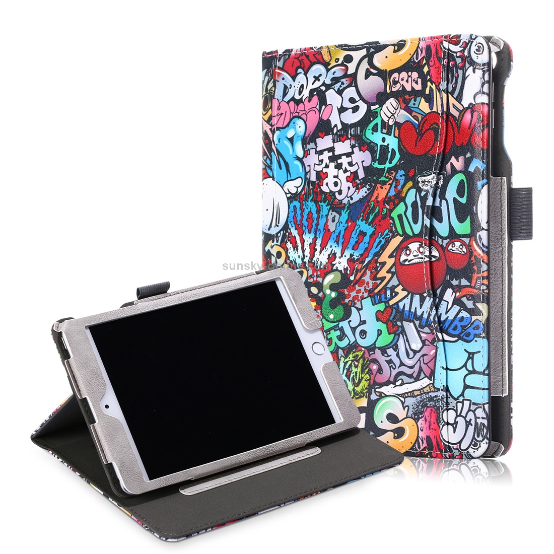 Cowhide Texture Graffiti Pattern Colored Drawing Horizontal Flip Leather Case for iPad Mini 2019 / Mini 4, with Holder & Sleep / Wake-up Function Cowhide Texture Graffiti Pattern Colored Drawing Horizontal Flip Leather Case for iPad Mini 2019 / Mini 4, with Holder & Sleep / Wake-up Function