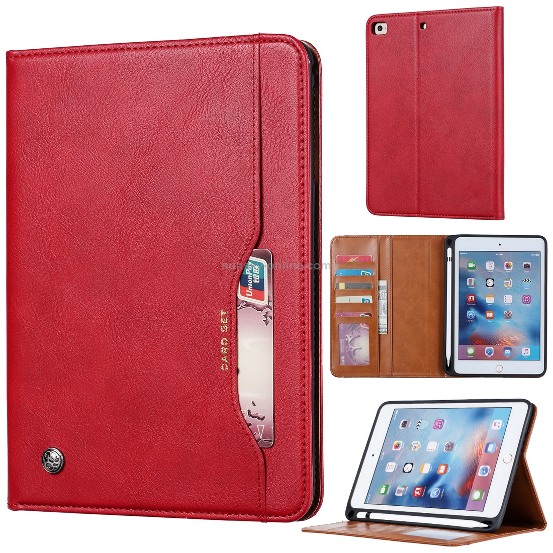 Knead Skin Texture Horizontal Flip Leather Case for iPad Mini 2019, with Photo Frame & Holder & Card Slots & Wallet & Pen Slot (Red) Knead Skin Texture Horizontal Flip Leather Case for iPad Mini 2019, with Photo Frame & Holder & Card Slots & Wallet & Pen Slot (Red)