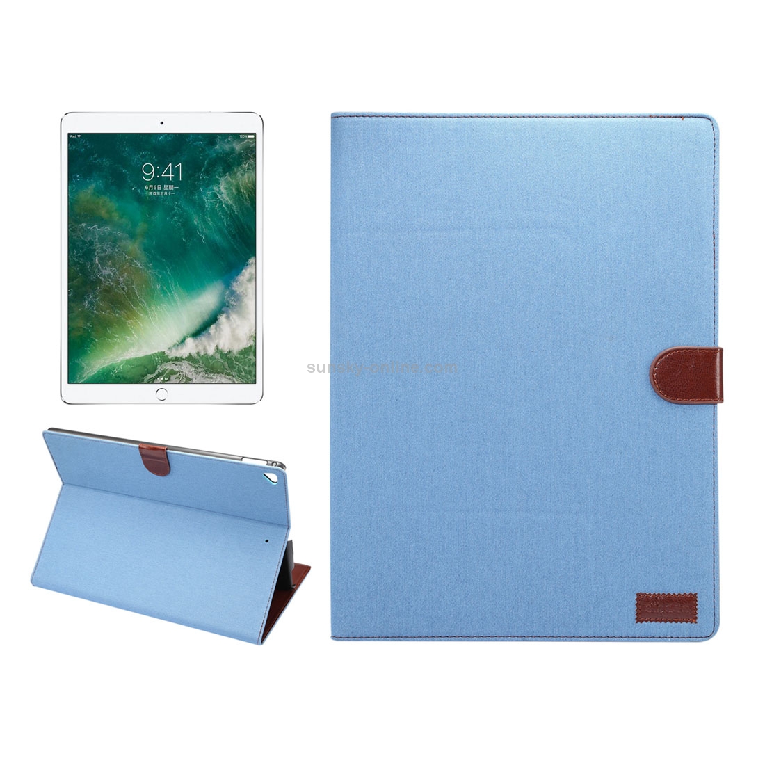 For iPad Pro 12.9 inch (2017) Denim Texture Horizontal Flip Leather Case with Holder & Card Slots & Wallet & Photo Frame(Baby Blue) For iPad Pro 12.9 inch (2017) Denim Texture Horizontal Flip Leather Case with Holder & Card Slots & Wallet & Photo Frame(Baby Blue)