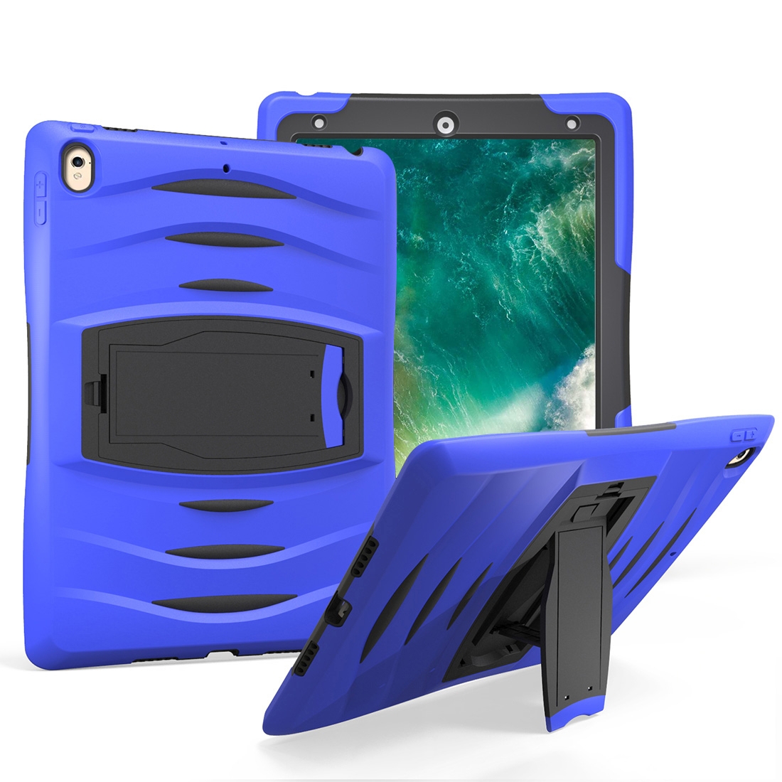 For iPad Pro 10.5 inch Wave Texture Series PC + Silicone Protective Case with Holder (Dark Blue) For iPad Pro 10.5 inch Wave Texture Series PC + Silicone Protective Case with Holder (Dark Blue)