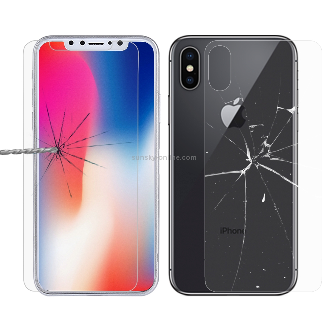 For iPhone X 9H Surface Hardness 2.5D Transparent Tempered Glass Front + Back Screen Protector For iPhone X 9H Surface Hardness 2.5D Transparent Tempered Glass Front + Back Screen Protector