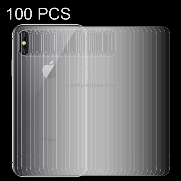 For iPhone X 100pcs 0.3mm 9H Surface Hardness 2.5D Transparent Tempered Glass Back Screen Protector